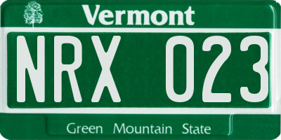 VT license plate NRX023
