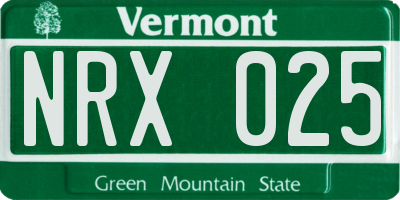 VT license plate NRX025