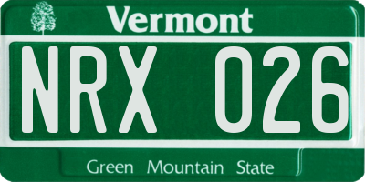 VT license plate NRX026