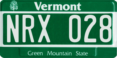 VT license plate NRX028