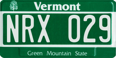 VT license plate NRX029