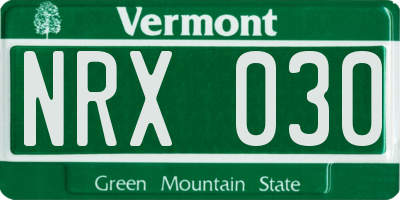 VT license plate NRX030