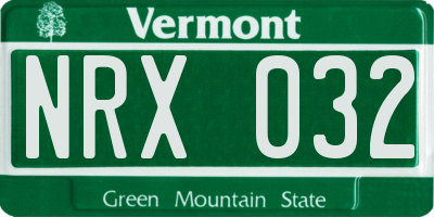 VT license plate NRX032