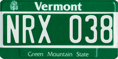 VT license plate NRX038