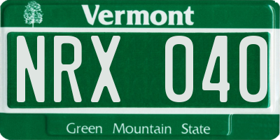 VT license plate NRX040