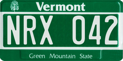 VT license plate NRX042