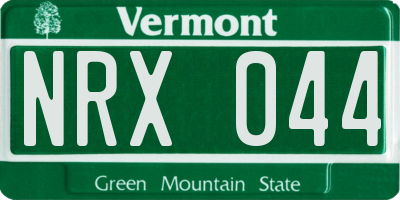 VT license plate NRX044