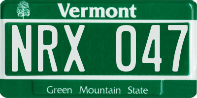 VT license plate NRX047