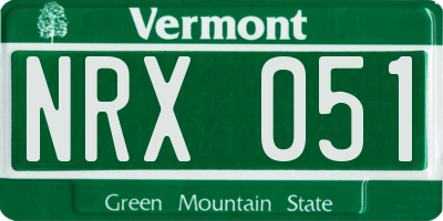 VT license plate NRX051