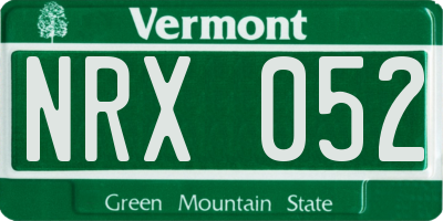 VT license plate NRX052