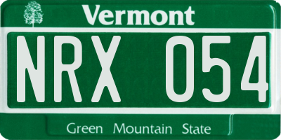 VT license plate NRX054