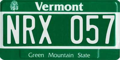 VT license plate NRX057