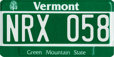 VT license plate NRX058