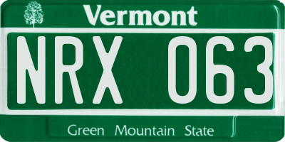 VT license plate NRX063