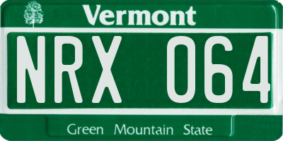 VT license plate NRX064