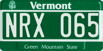 VT license plate NRX065
