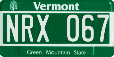 VT license plate NRX067