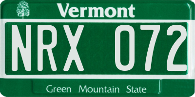 VT license plate NRX072