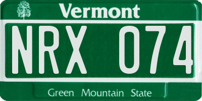 VT license plate NRX074