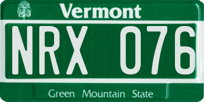 VT license plate NRX076