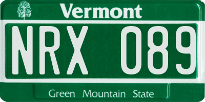 VT license plate NRX089