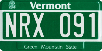 VT license plate NRX091