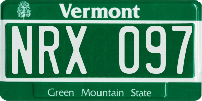 VT license plate NRX097