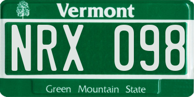 VT license plate NRX098