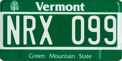 VT license plate NRX099