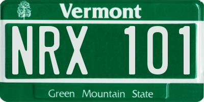 VT license plate NRX101