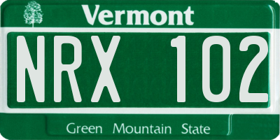 VT license plate NRX102