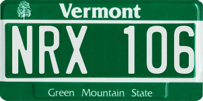 VT license plate NRX106