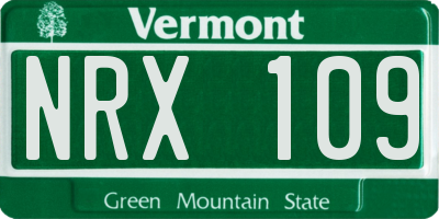 VT license plate NRX109