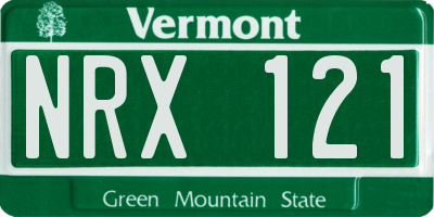 VT license plate NRX121