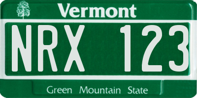 VT license plate NRX123