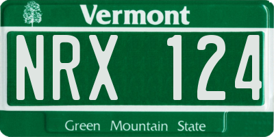 VT license plate NRX124