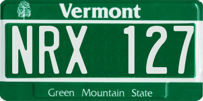 VT license plate NRX127