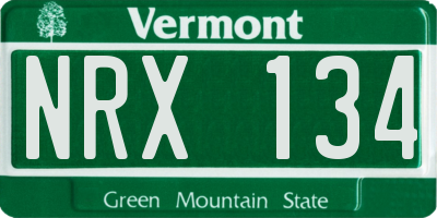 VT license plate NRX134