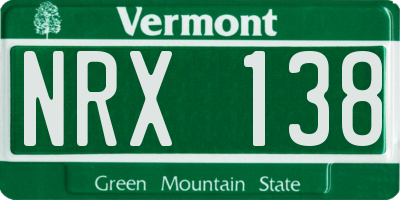 VT license plate NRX138