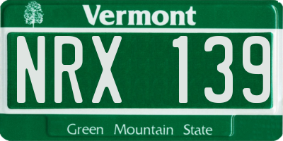 VT license plate NRX139
