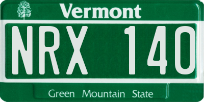 VT license plate NRX140