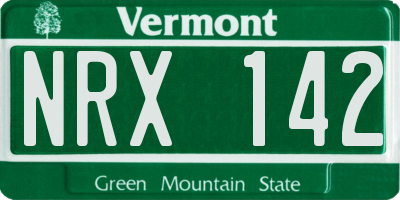 VT license plate NRX142