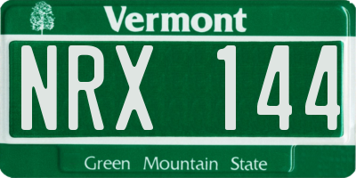 VT license plate NRX144