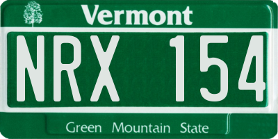 VT license plate NRX154