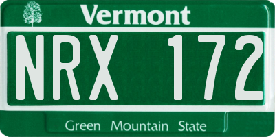 VT license plate NRX172