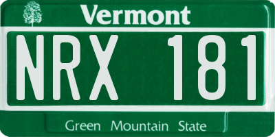 VT license plate NRX181