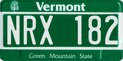 VT license plate NRX182