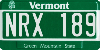 VT license plate NRX189