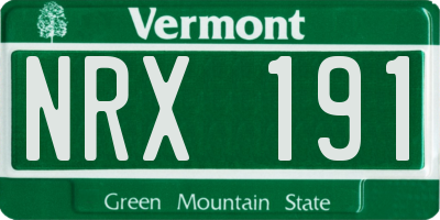VT license plate NRX191