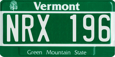 VT license plate NRX196